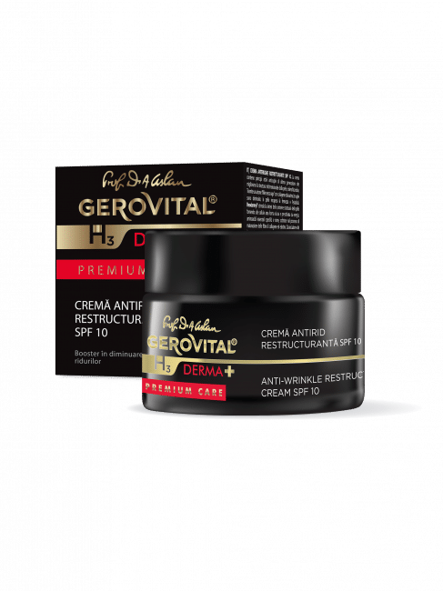 Gerovital H3 Derma+ Premium Care Anti-Wrinkle Restructuring Cream SPF10_box